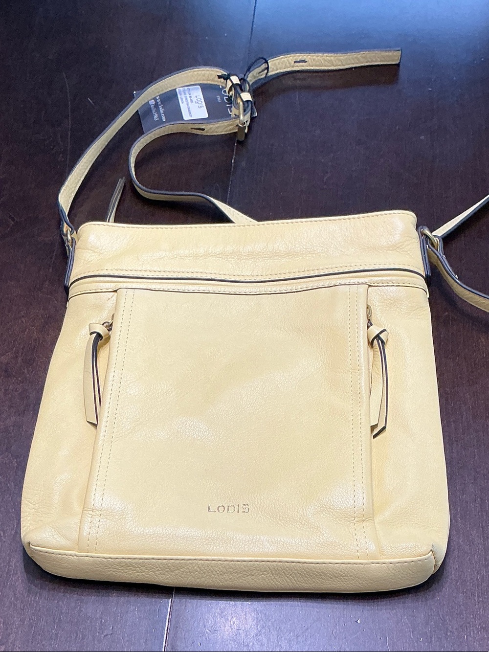 Lodis Pale Yellow Leather Crossbody Bag